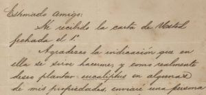 Carta manuscrito del año 1895