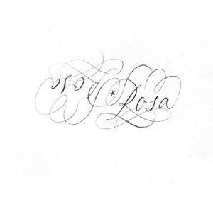 Rosa con caligrafía con lápiz
